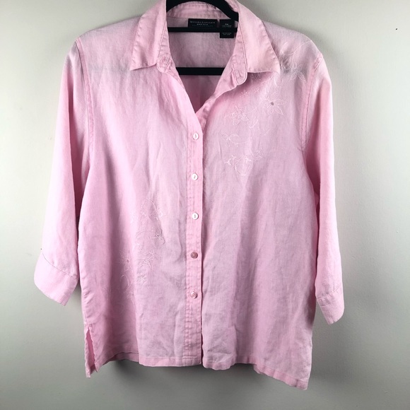 Goodclothes  petite medium linen top shirt pink - Picture 1 of 6